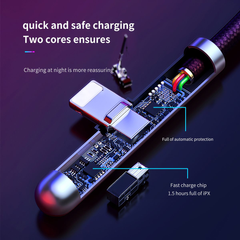 Cáp sạc và truyền dữ liệu siêu bền Baseus Iridescent Lamp Mobile Game cho iPhone/ iPad (2.4A, Fast Charging Lightning Game Cable)