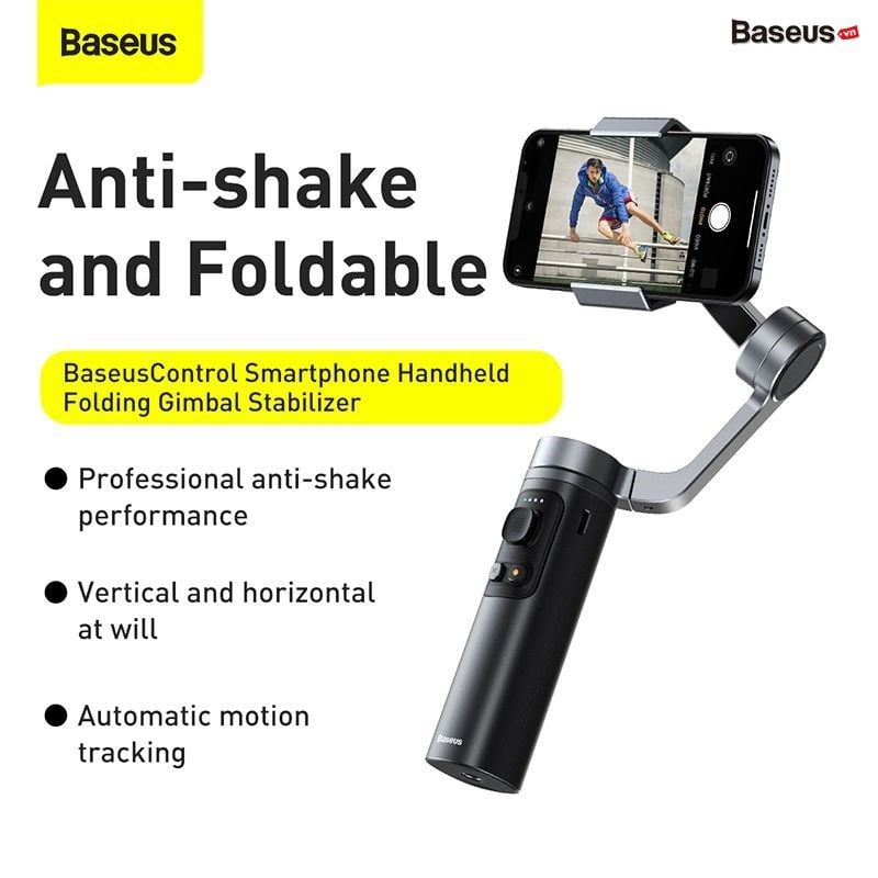 Tay cầm chống rung xếp gọn Baseus Control Smartphone Handheld Folding Gimbal Stabilizer (330g, 4500mAh, Bluetooth 4.0, Type C)