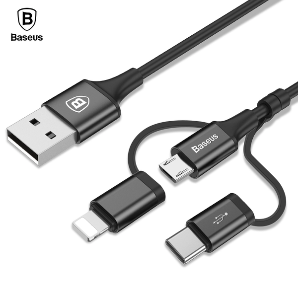 Cáp sạc và truyền dữ liệu tốc độ cao Baseus Excellent tích hợp 3 đầu ( USB Type A to USB Type C/ Micro USB/ Lightning Fast Charging Cable)