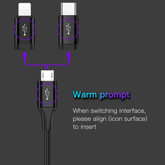 Cáp sạc và truyền dữ liệu tốc độ cao Baseus Excellent tích hợp 3 đầu ( USB Type A to USB Type C/ Micro USB/ Lightning Fast Charging Cable)