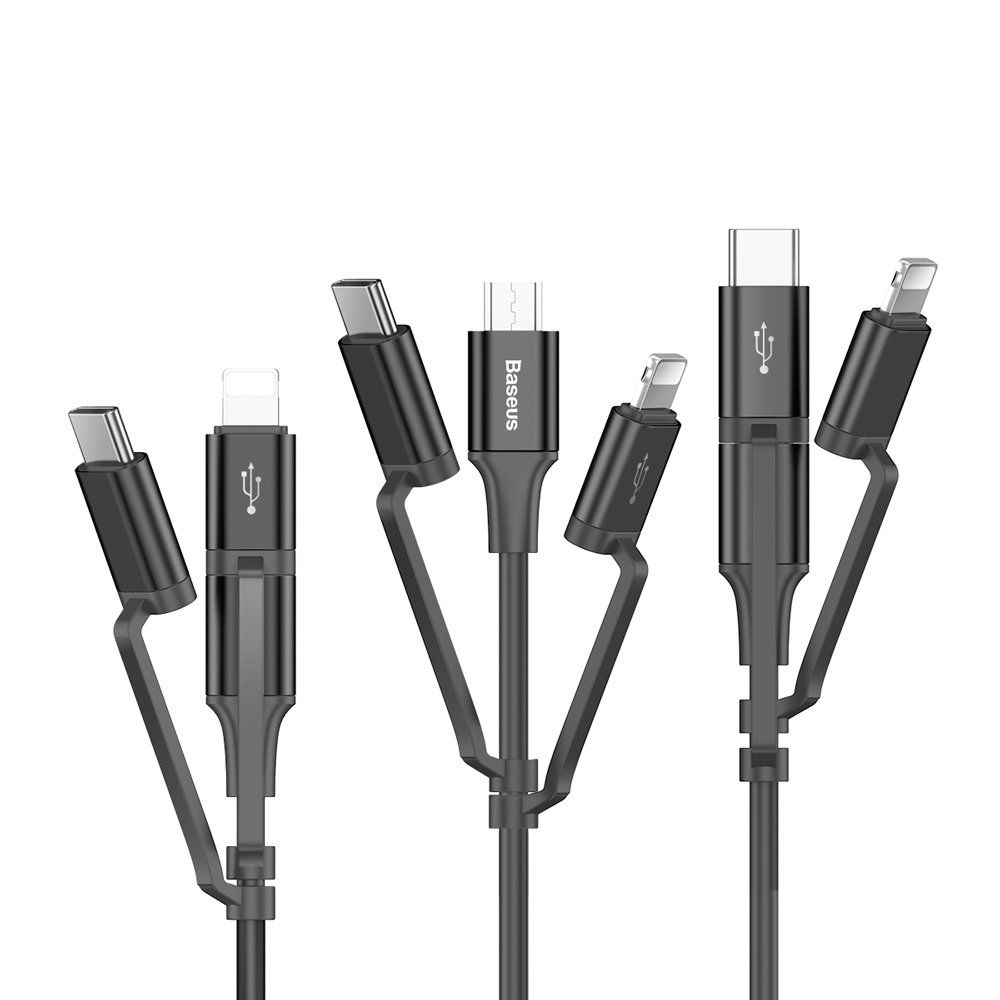 Cáp sạc và truyền dữ liệu tốc độ cao Baseus Excellent tích hợp 3 đầu ( USB Type A to USB Type C/ Micro USB/ Lightning Fast Charging Cable)