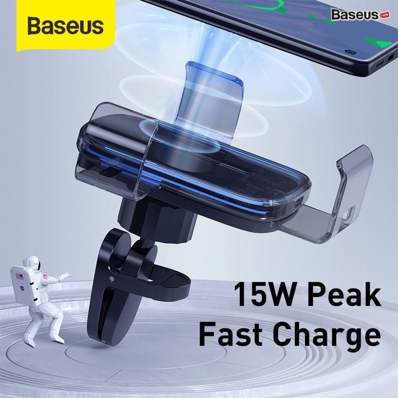 Bộ đế giữ điện thoại tích hợp sạc nhanh không dây dùng cho xe hơi Baseus Explore Wireless Charger Gravity Car Mount（15W, Wireless Quick Charger, Air Vent Car Mount)