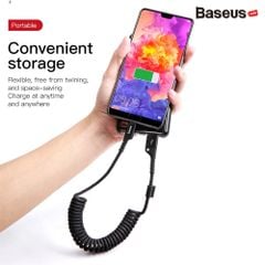 Cáp sạc dây xoắn đàn hồi Baseus Fish Eye Spring Data Type C dùng cho Smartphone Android Samsung/ Oppo/ Huawei/ Xiaomi (2A, 1M,480Mbps, Quick charge 3.0, Nylon Carbon Spring Cable )