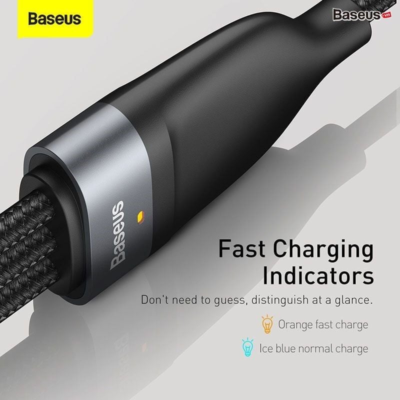 Cáp sạc nhanh 3 đầu Baseus Flash Series 3in1 (USB to Type C/Lightning/Micro, 5A/40W Quick Charging & Data Cable)