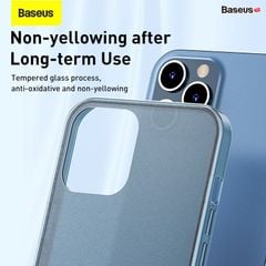 Ốp lưng cường lực nhám viền dẻo chống sốc Baseus Frosted Glass Protective Case dùng cho iPhone 12 Series