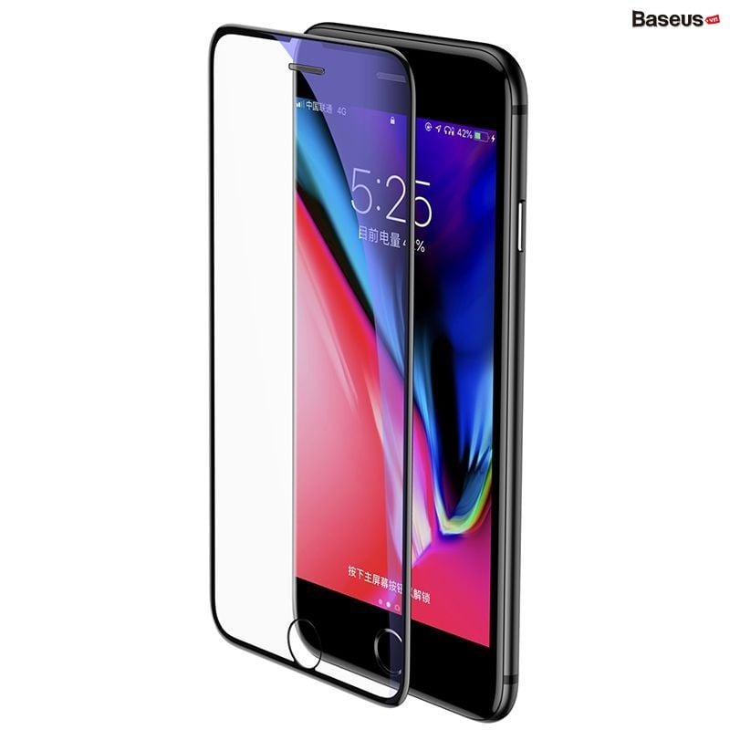 Kính cường lực chống bụi, chống trầy, siêu bền Baseus Cellular Dust Prevention cho iPhone 6/7/8/ Plus (0,3mm, 3D Curved-screen Full Coverage Tempered Glass )