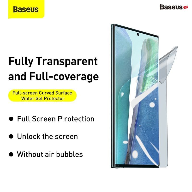 Bộ 2 miếng Film dán chống trầy Full màn hình cho Samsung Note 20 Series Baseus 0.15mm Full-screen Curved Surface Water Gel Protector (2pcs/pack+Pasting Artifactl)