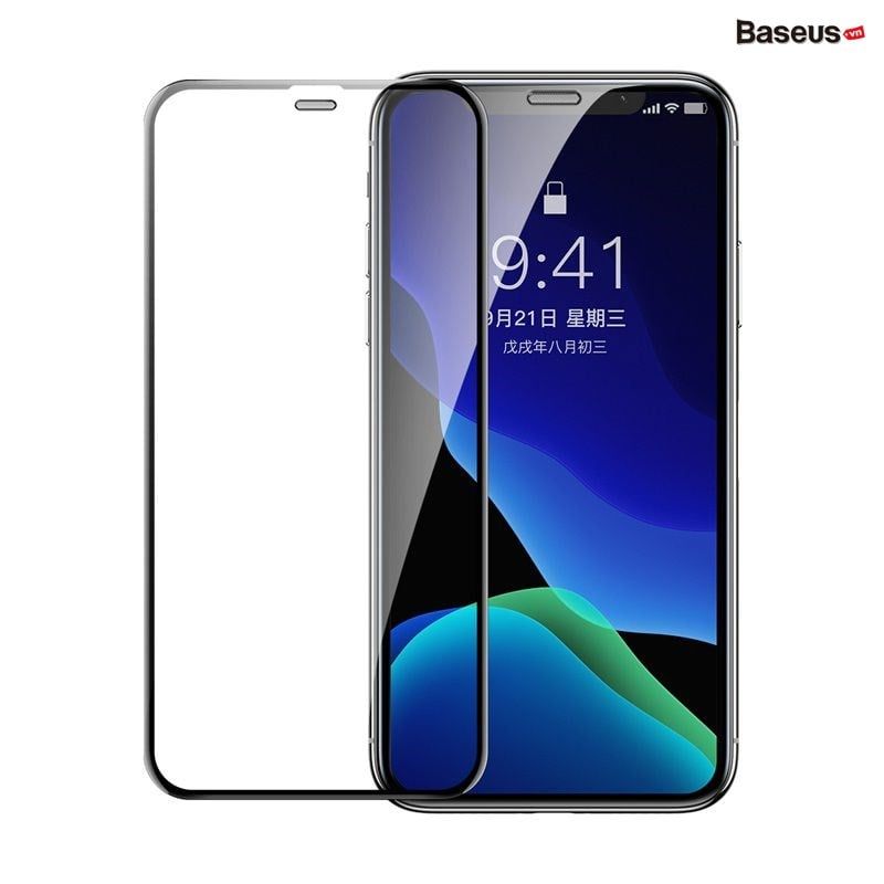 Kính cường lực chống trầy, chống bụi Baseus full-screen curved tempered glass screen protector For iP 11/11Promax/iPX (2 Pcs, Pasting Artifact, Che màng loa)