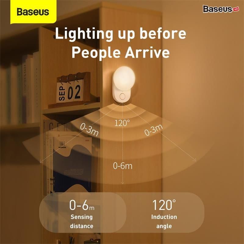 Đèn cảm ứng chuyển động thông minh Baseus Full Moon Human Body Induction Night Light (1200mAh, PIR Intelligent Motion Sensor LED Nightlight)