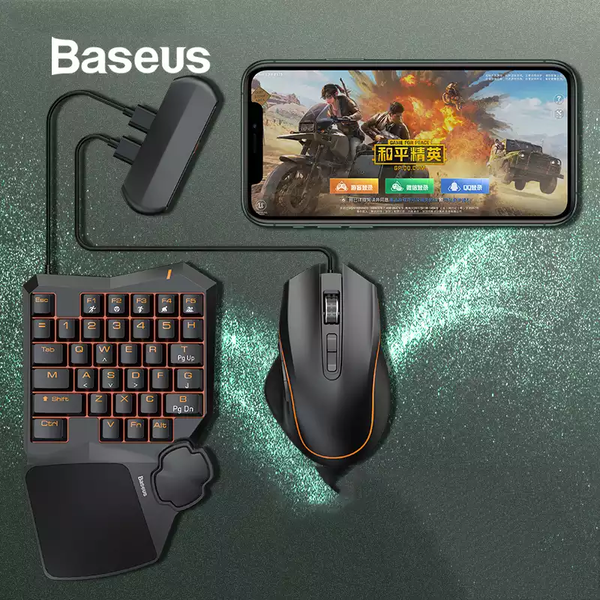Bộ sản phẩm hỗ trợ chơi Game Baseus GAMO Mobile Game Suit (Combo Chuột + Bàn phím cơ + Adaptor cho Game thủ PUBG/Liên Quân/Call of Duty)