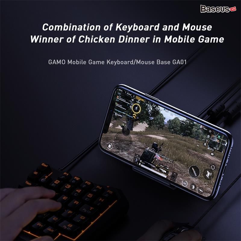 Bộ sản phẩm hỗ trợ chơi Game Baseus GAMO Mobile Game Suit (Combo Chuột + Bàn phím cơ + Adaptor cho Game thủ PUBG/Liên Quân/Call of Duty)