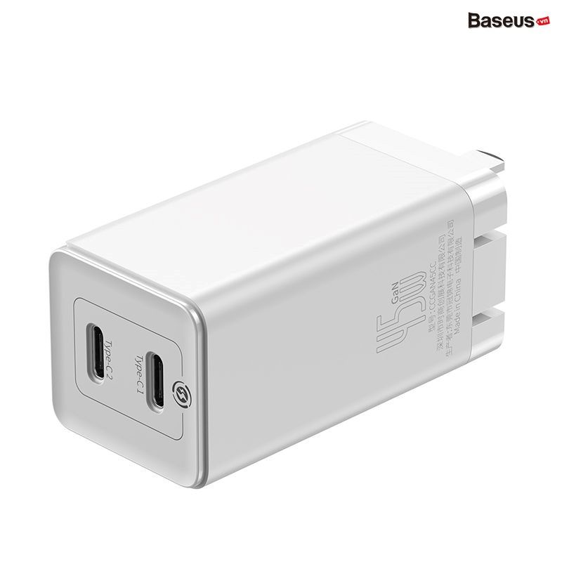 Bộ cốc sạc nhanh đa năng siêu nhỏ gọn Baseus GaN2 Mini Quick Charger C+U 45W (PD/QC3.0/BPS/SCP/FCP/AFC Multi Quick Charge Technology Support)