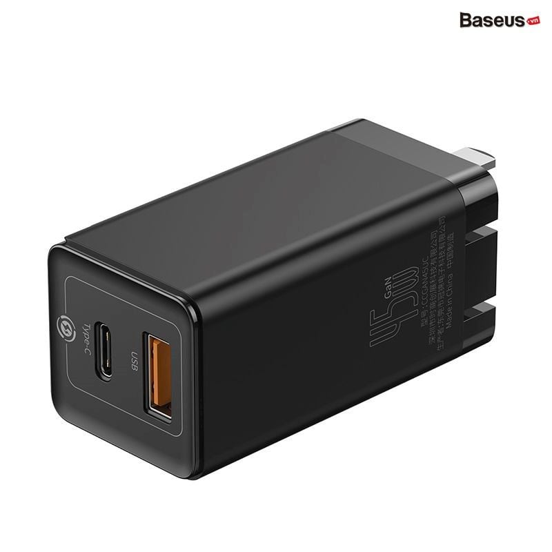 Bộ cốc sạc nhanh đa năng siêu nhỏ gọn Baseus GaN2 Mini Quick Charger C+U 45W (PD/QC3.0/BPS/SCP/FCP/AFC Multi Quick Charge Technology Support)