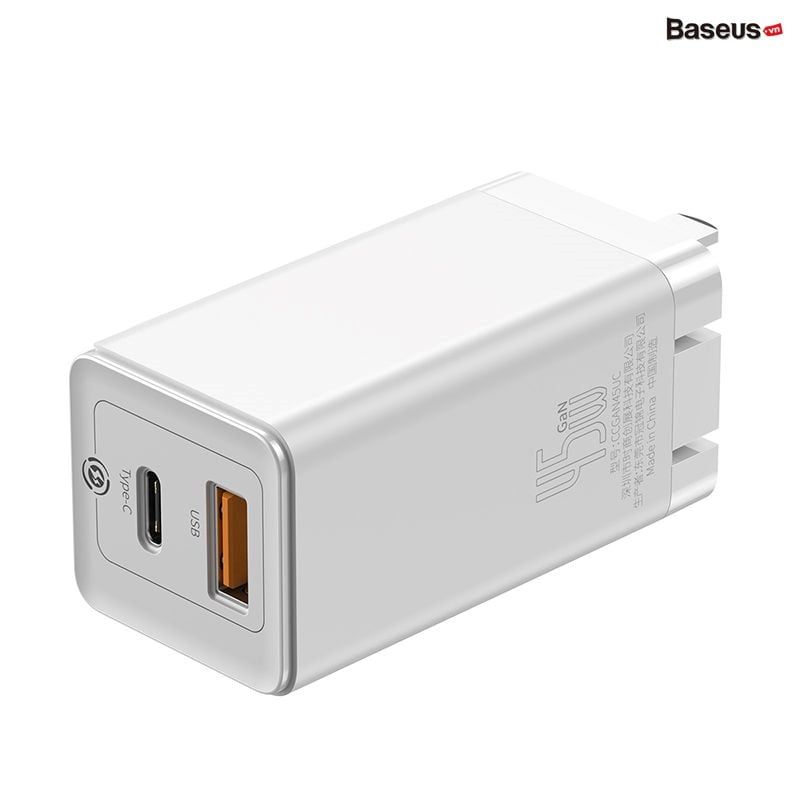 Bộ cốc sạc nhanh đa năng siêu nhỏ gọn Baseus GaN2 Mini Quick Charger C+U 45W (PD/QC3.0/BPS/SCP/FCP/AFC Multi Quick Charge Technology Support)