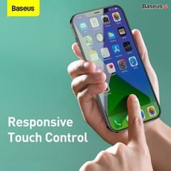 Kính cường lực chống ánh sáng xanh Baseus 0.3mm Eye Protection Full Coverage Tempered Glass Film 2020 dùng cho iPhone 12 Series  (2 miếng/hộp, 0.3mm, Chống ánh sáng xanh, bảo vệ mắt)