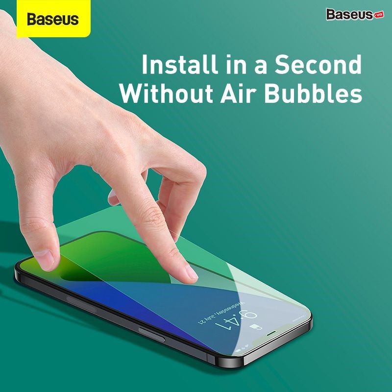 Kính cường lực Baseus 0.3mm chống ánh sáng xanh – Full màn, bảo vệ mắt, dùng cho iPhone 12 Series (2 miếng/hộp)