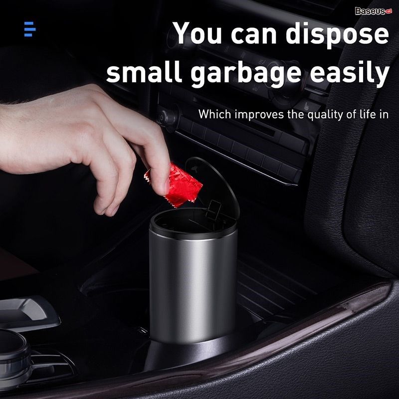 Thùng chứa rác Mini tiện dụng Baseus Gentleman Style dùng trên xe hơi hoặc bàn làm việc (Metal Vehicle-mounted Trash Can)