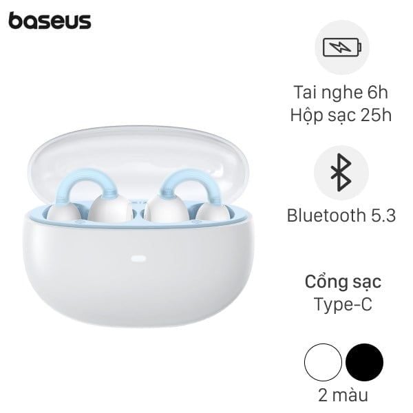 Tai Nghe Bluetooth Baseus AirGo 1 Ring Open-Ear (Bluetooth 5.3, TWS, 25H)