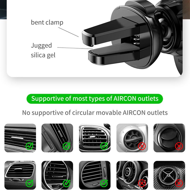 Bộ đế giữ điện thoại khóa tự động dùng cho xe hơi Baseus Mini Gravity Car Holder LV429（Air Outlet Version Car Mount）