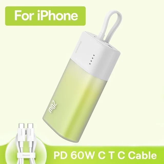 Pin dự phòng Baseus Popsicle 5200mAh – Sạc nhanh 20W PD/QC/AFC/FCP, tặng cáp C to C 60W, nhỏ gọn, tiện lợi mang theo