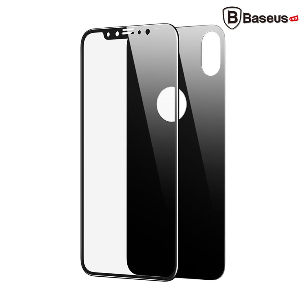 Bộ kính cường lực 3D 2 mặt Trước & Sau Baseus LV179 cho iPhone X (0.2mm/ 0.3mm, Ultra Thin, Front and Back Protector)