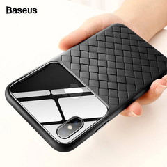 Ốp lưng Silicone - Kính cường lực Baseus Glass Weaving Case cho iPhone XS / XR / XS Max (Tempered Glass + Silicone)