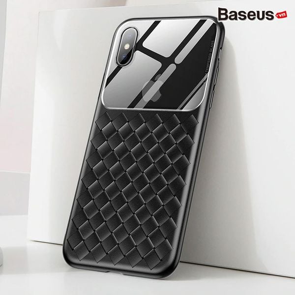 Ốp lưng Silicone - Kính cường lực Baseus Glass Weaving Case cho iPhone XS / XR / XS Max (Tempered Glass + Silicone)