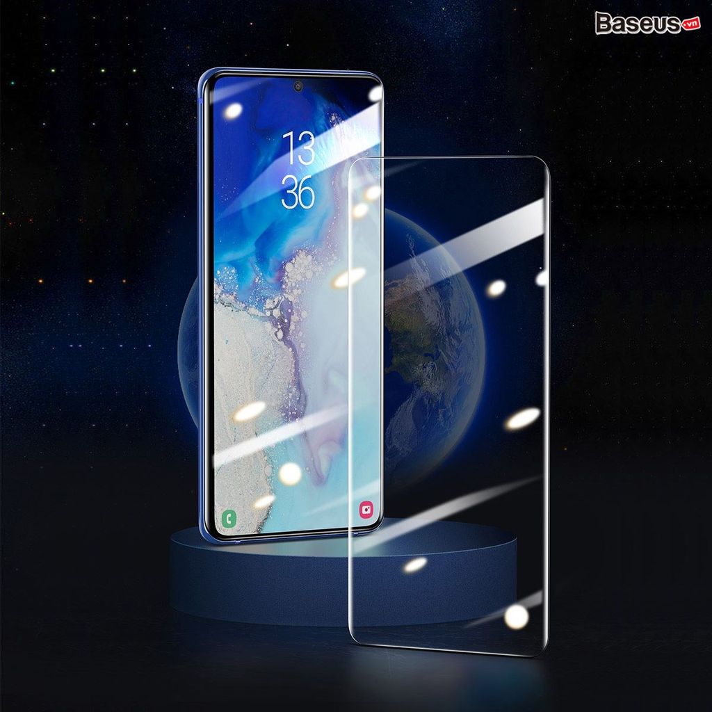 Kính cường lực UV 4 lớp chống trầy cho Samsung S20 Series Baseus 0.25mm Curved-screen UV Tempered Glass Screen Protector (Bộ 2 cái, Full keo, Full màn hình)