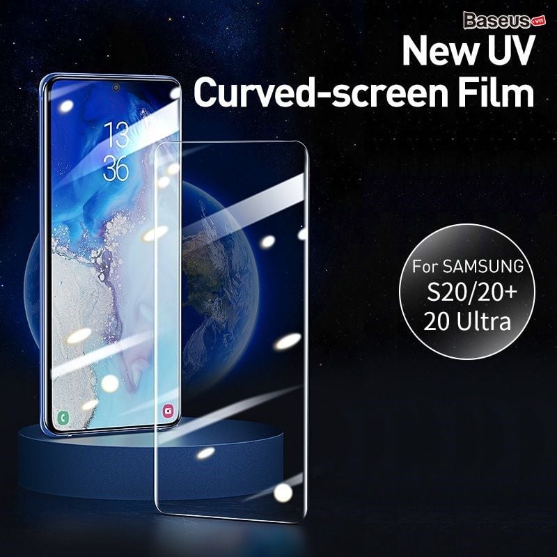 Kính cường lực UV 4 lớp chống trầy cho Samsung S20 Series Baseus 0.25mm Curved-screen UV Tempered Glass Screen Protector (Bộ 2 cái, Full keo, Full màn hình)