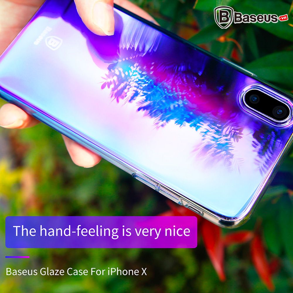 Ốp lưng trong suốt đổi màu Baseus Glaze Case cho iPhone X ( Ultra Thin, Gradient Hard Plastic Case)