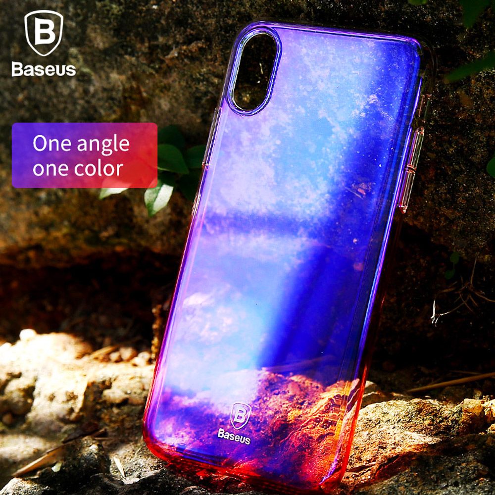 Ốp lưng trong suốt đổi màu Baseus Glaze Case cho iPhone X ( Ultra Thin, Gradient Hard Plastic Case)