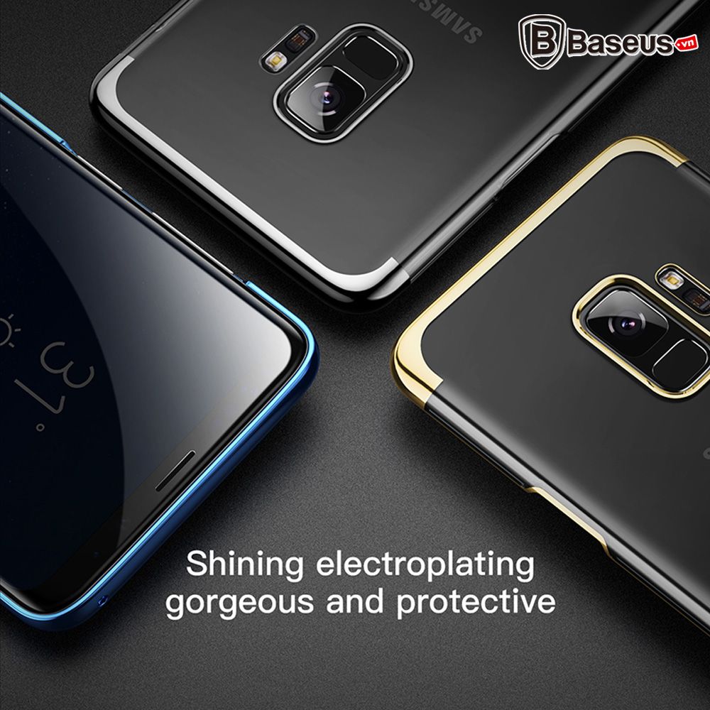 Ốp Baseus Glitter Case – Trong suốt, viền si màu sang trọng, siêu mỏng, nhựa cứng, cho Samsung Galaxy S9/S9 Plus