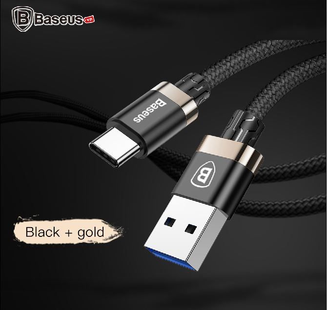 Cáp sạc nhanh, truyền dữ liệu tốc độ cao Type C Baseus Golden Belt cho Samsung / Sony/ Huawei/ Xiaomi (3A, Quick Charge, Siêu bền)