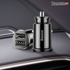 Bộ tẩu sạc đa năng dùng cho xe hơi Baseus Grain Mini (5V, 3.1A Fast Charge, 2 cổng USB Car Charger)