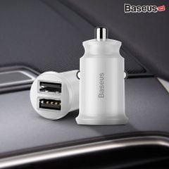 Bộ tẩu sạc đa năng dùng cho xe hơi Baseus Grain Mini (5V, 3.1A Fast Charge, 2 cổng USB Car Charger)