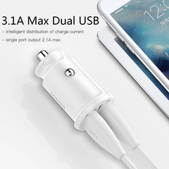 Bộ tẩu sạc đa năng dùng cho xe hơi Baseus Grain Mini (5V, 3.1A Fast Charge, 2 cổng USB Car Charger)