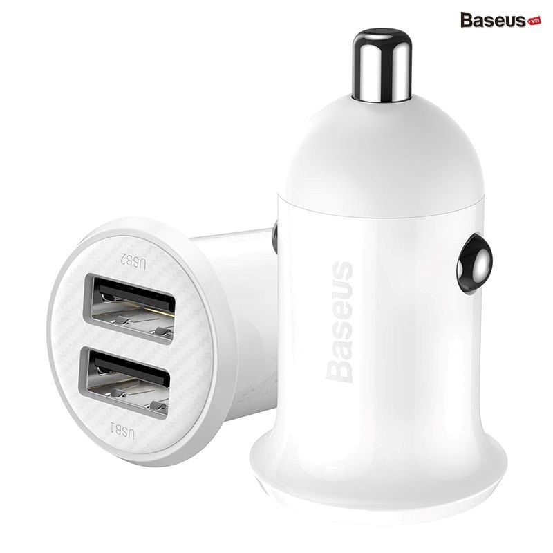 Tẩu sạc 2 cổng USB dùng trên xe hơi Baseus Grain Pro Car Charger (5V/4.8A, Dual USB Port Auto Quick charger)