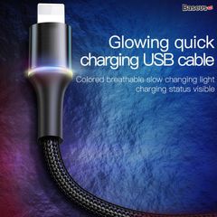 Cáp sạc nhanh siêu bền Baseus Halo Data Lightning Cable cho iPhone/ iPad (2.4A Fast Charge , LED Light indicator)