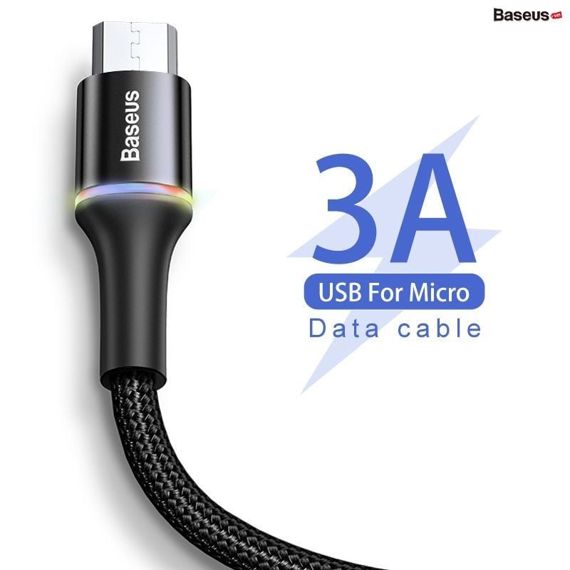 Cáp sạc nhanh siêu bền Baseus Halo Data Micro USB Quick Charge Cable cho Samsung/ Xiaomi/ Oppo/ LG / Huawei (3A, Quick charge 3.0, LED Light indicator)