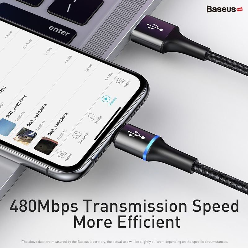 Cáp sạc vải dù siêu bền 3 đầu Baseus Halo Data 3 in 1 (USB to Type C/Lightning/Micro, 3.5A Fast Charging & Sync Data Cable)