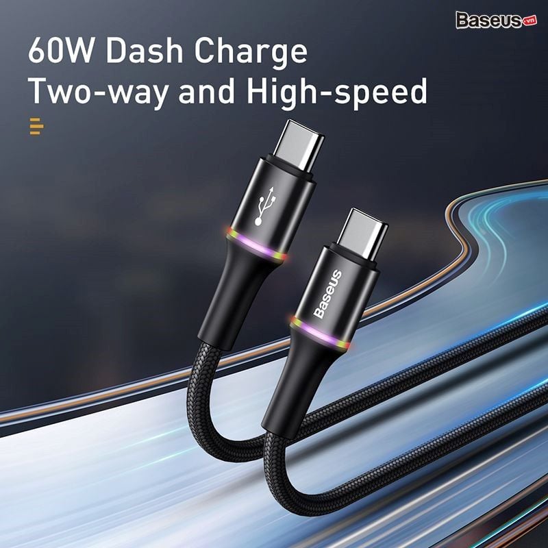 Cáp sạc nhanh Baseus Halo  Data C to C Cable (20V/3A, 60W, Power Delivery, QC3.0 Quick Charge Cable)