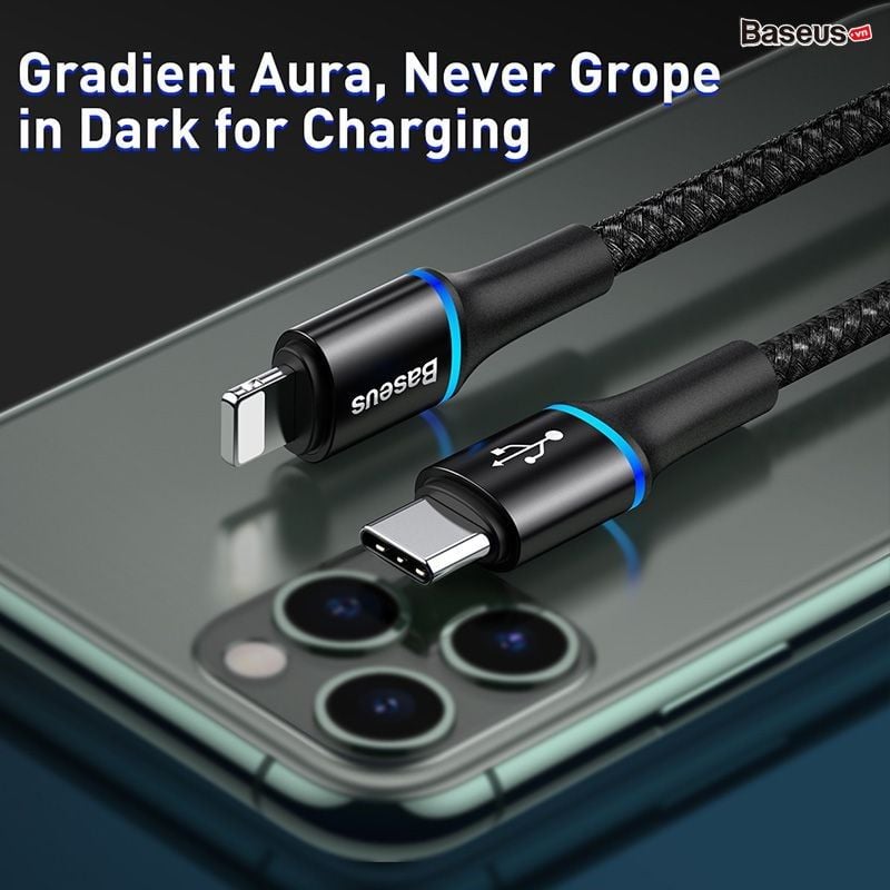 Cáp sạc nhanh Type C to Lightning Baseus Halo Data PD Cable cho iPhone/iPad (18W Power Delivery Fast Charging)