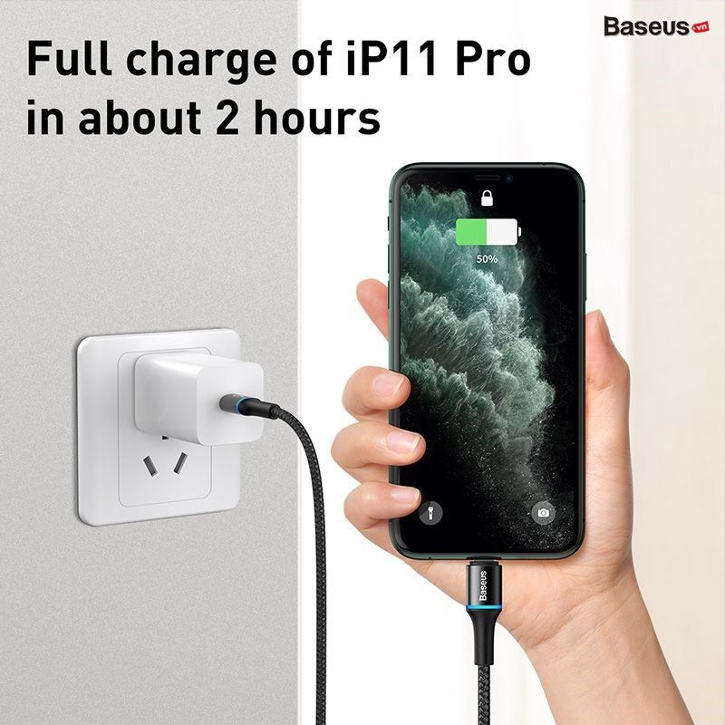 Cáp sạc nhanh Type C to Lightning Baseus Halo Data PD Cable cho iPhone/iPad (18W Power Delivery Fast Charging)