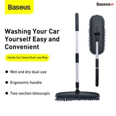 Chổi lau rửa, vệ sinh chuyên dụng cho xe ô tô Baseus Handy Soft Flat Mop (Microfiber, Washing Brush Tools, Car/Home Dual-use)