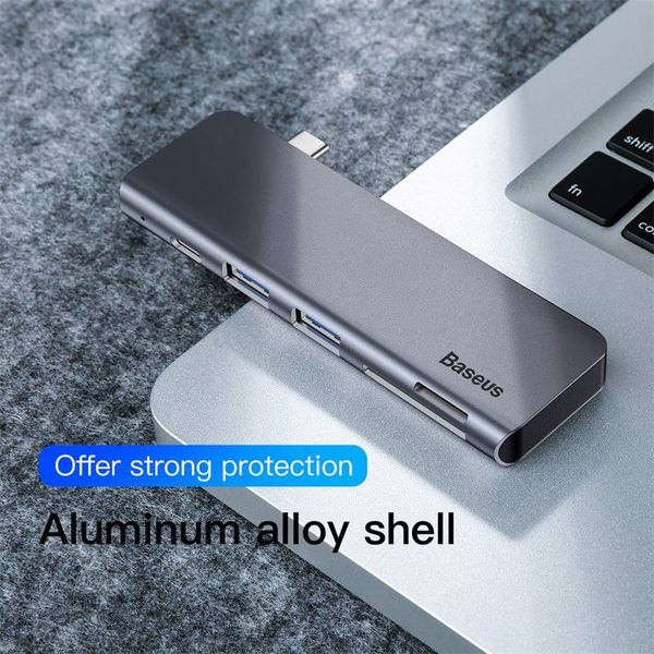 Bộ Hub chuyển đổi 5 trong 1 Baseus Harmonica Type C to USB 3.0, TF/SD Card Reader, Type C PD Adapter cho Macbook Pro/ Laptop Windows