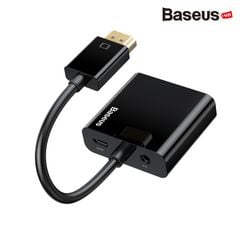 Đầu chuyển cổng HDMI sang VGA/ Audio AUX 3.5mm  Baseus HD Converter (1080p Digital HDMI Male to VGA Female Video Converter Audio Splitter for Laptop)