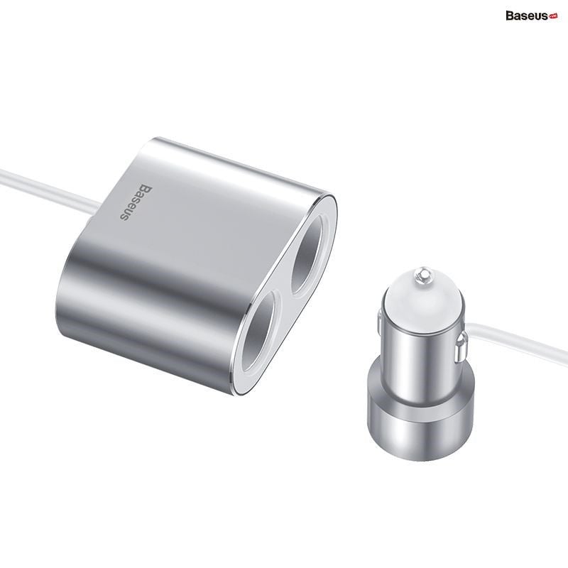 Tẩu sạc đa năng tích hợp bộ chia cổng sạc Baseus High Efficiency 1 to 2 Cigarette Lighter (Dual-Cigarette lighter 80W + Dual USB 3.1A, Smart Extended Car Charger)