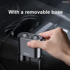 Tẩu sạc đa năng tích hợp bộ chia cổng sạc Baseus High Efficiency 1 to 2 Cigarette Lighter (Dual-Cigarette lighter 80W + Dual USB 3.1A, Smart Extended Car Charger)