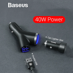 Bộ tẩu sạc mở rộng 3 trong 1 dùng cho xe hơi Baseus Y Type Dual USB (40W, 3.4A Fast Charge, Intelligent Car charger)