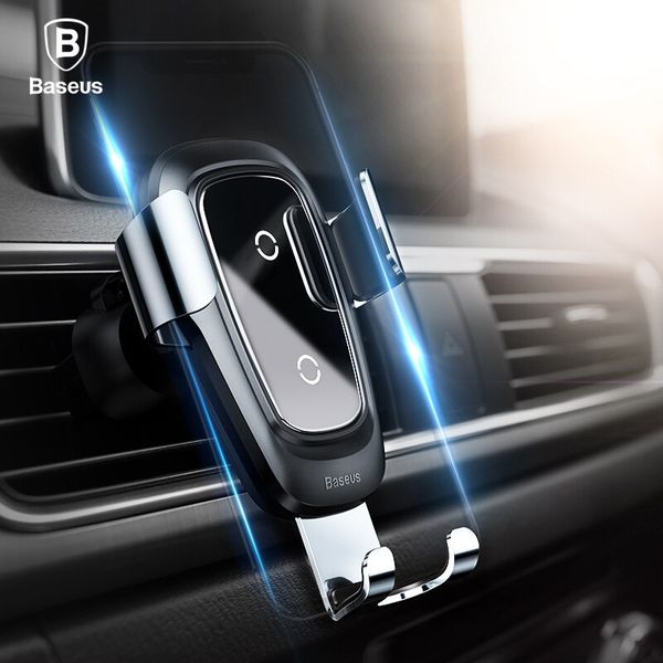 Bộ đế giữ điện thoại tích hợp sạc nhanh không dây dùng cho xe hơi Baseus Metal Wireless Charger Gravity Car Mount（10W, Air Outlet Version）